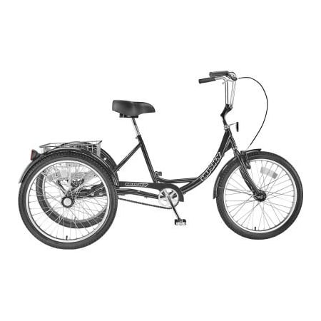 Hlf Distributing-107259 Husky Bicycles T-124C 3-Speed Tricycle with Basket, 24in Wheels, Black 160-171